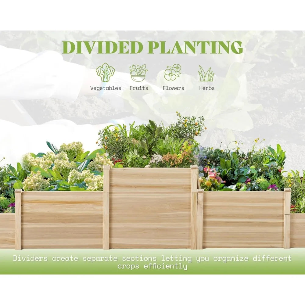 Amerlife Raised Garden Bed Outdoor Gardening, 28 Inch Depth 3-Tier Wood Planter Box with Cedar Leg, Baseboard, Leakage Hole,Easy