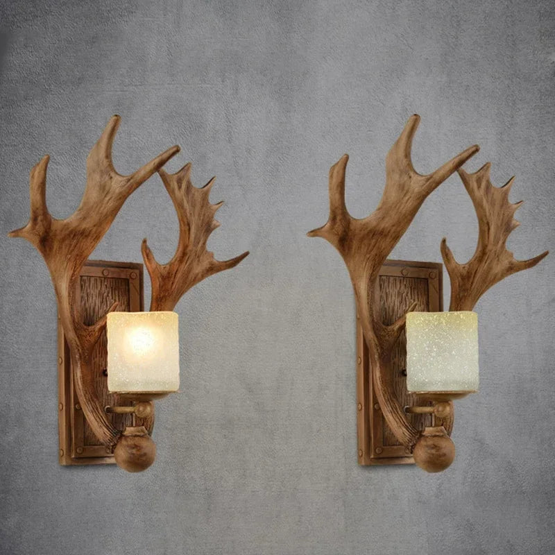 BELLE American Antlers Wall Light Retro Creative Room Bedroom Living Corridor Cafe Bar Small Wooden House Decorateative Light