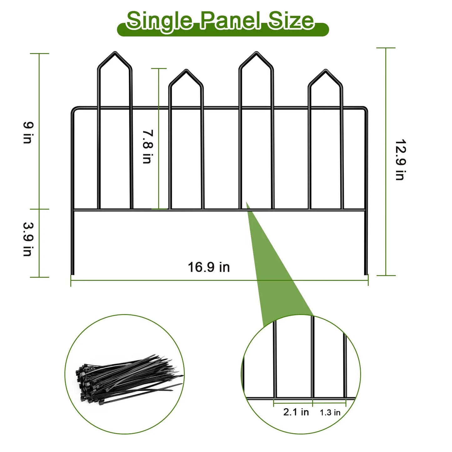 Garden Decorative Fence Metal Wire Fencing Border Outdoor 13in(H)*10ft(L) Small Fencing for Flower Bed Lawn Shrub Vegetable