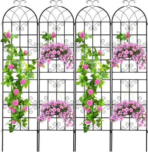 2/4 Pack Garden Trellis for Climbing Plants Metal Fence 87''x20'' Panel Yard Corner Garden Decorations Outdoor Garden Fence