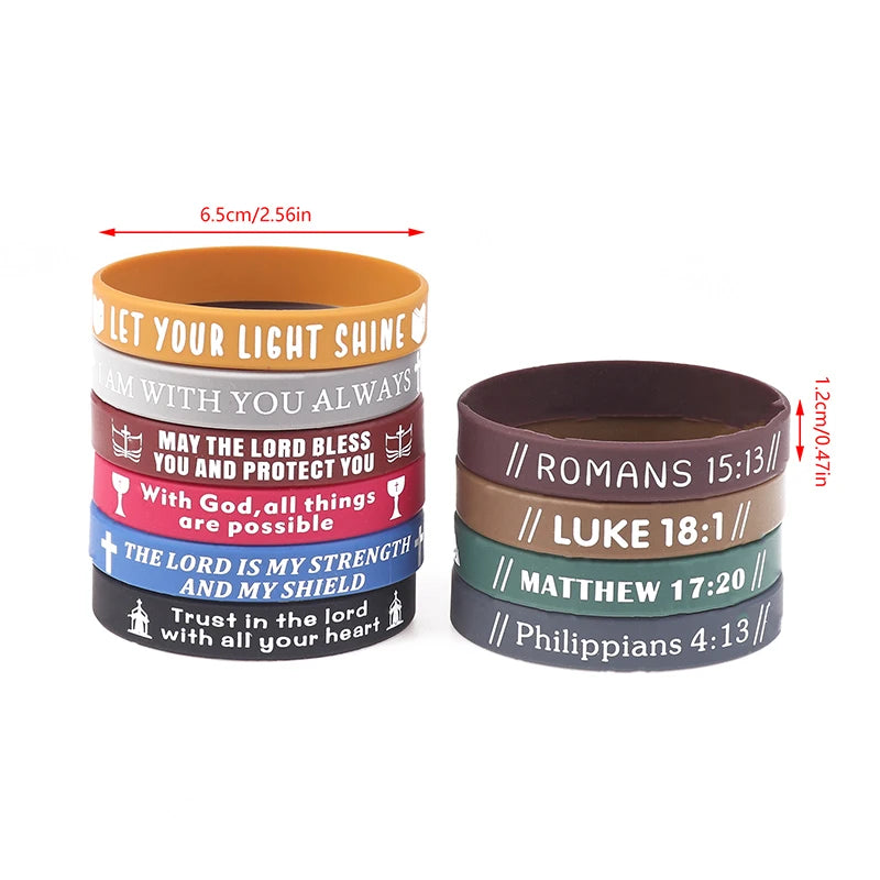 40pcs Inspirational Bible Verse Silicone Bracelets Faith-Based Rubber Wristbands, Perfect Christian Gifts For Men, Women & Teens
