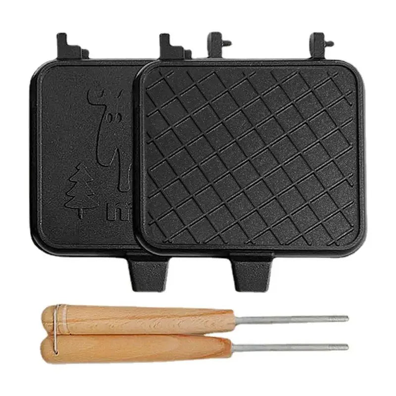 Grilled Cheese Maker Double Sided Detachable Portable Sandwich Cooker Camping Sandwich Maker Toaster With Wooden Handle outdoor