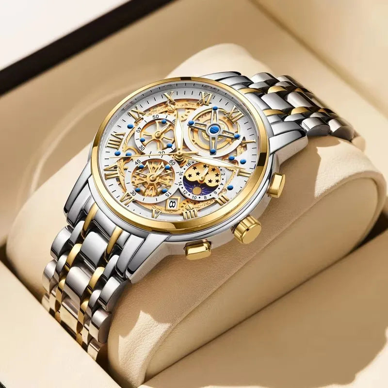 LIGE Luxury Fashion Men Watch Waterproof Luminous Date Man Wristwatch Stainless Steel Chronograph Quartz Men's Watches Reloj