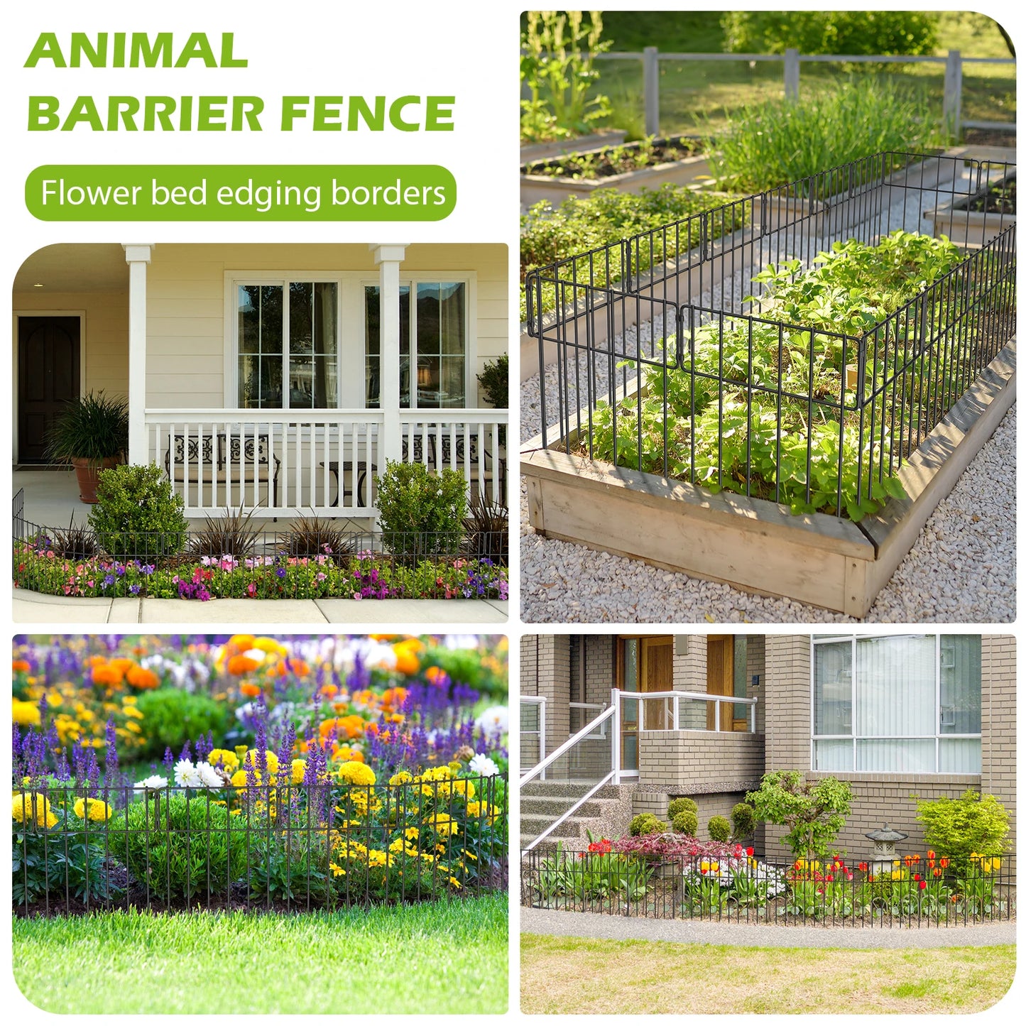 10-Pack 10ft x24in Rustproof Metal Animal Rabbit Fence, No-Dig Decorative Garden Barrier for Yard Outdoor