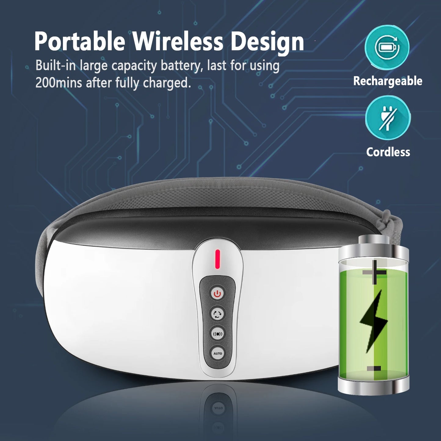 Wireless Slimming Belt Abdominal Massager Portable Weight Loss Machine with 4 Vibration Massage Modes Heating for Belly Abdomen