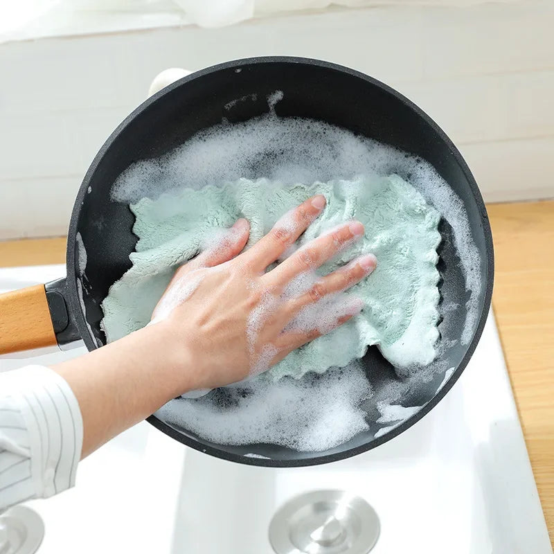 10pcs Absorbent Kitchen Towels Soft Microfiber Cleaning Cloths Non-stick Oil Dish Cloth Rags For Kitchen Dish Towel
