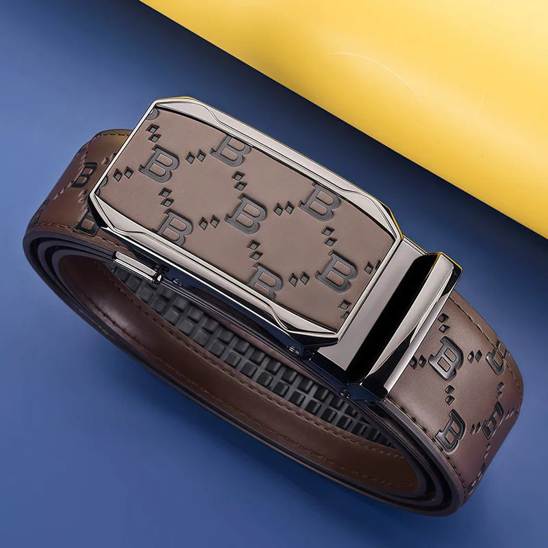 Black Brown Genuine Leather Belt Men, Luxury High Quality Automatic Buckle Belt, Business Casual Fashion Designer Belt for Men