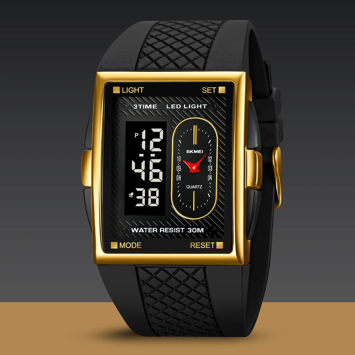 SKMEI Creative 3 Time LED Light Display Digital Stopwatch Sport Watches Men Waterproof Calendar Wristwatch Alarm reloj hombre