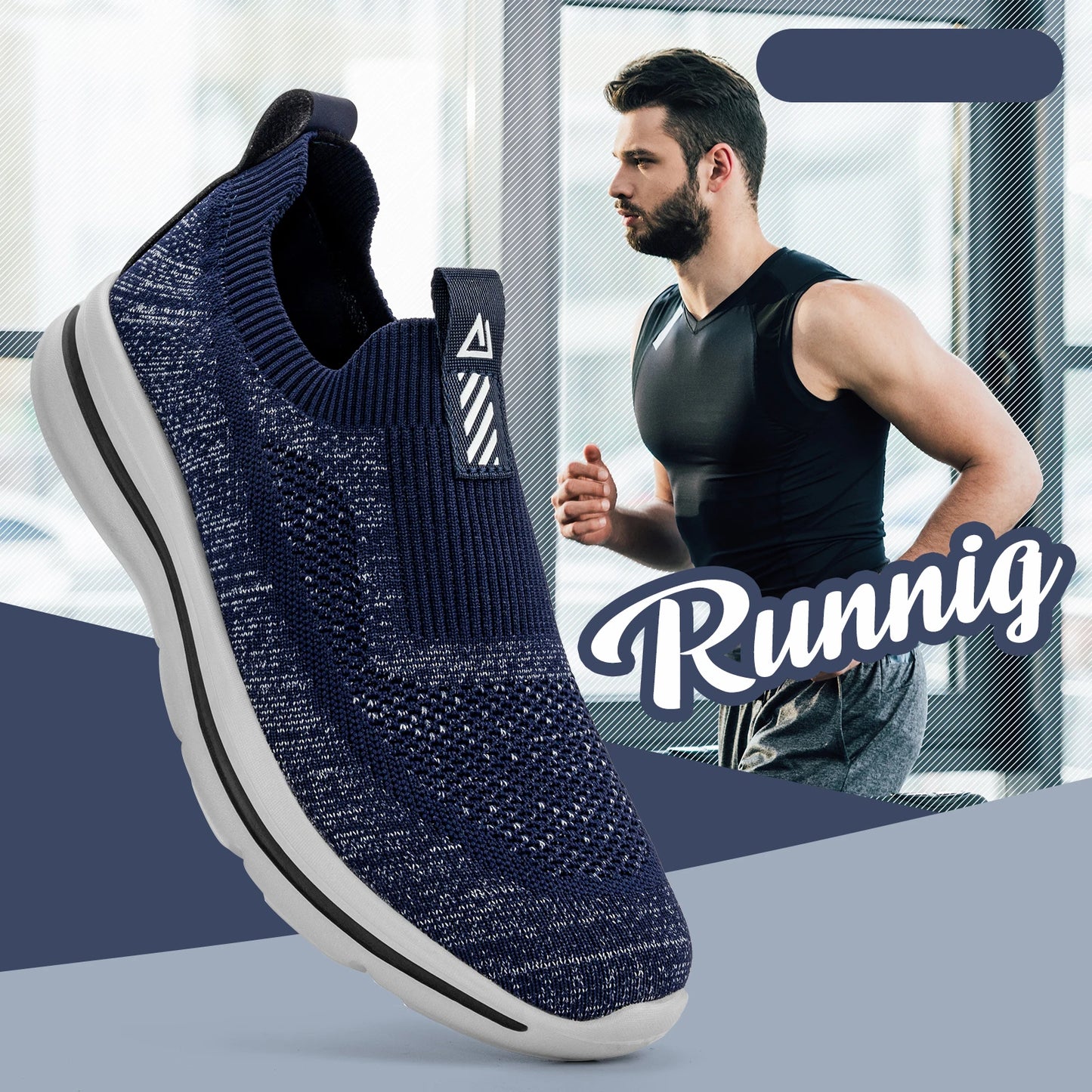 Knit Casual Walking Shoes for Men Slip On Sneakers Non-Slip Lightweight Breathable Sneaker Mesh Outdoor Travel Work Shoes 1239