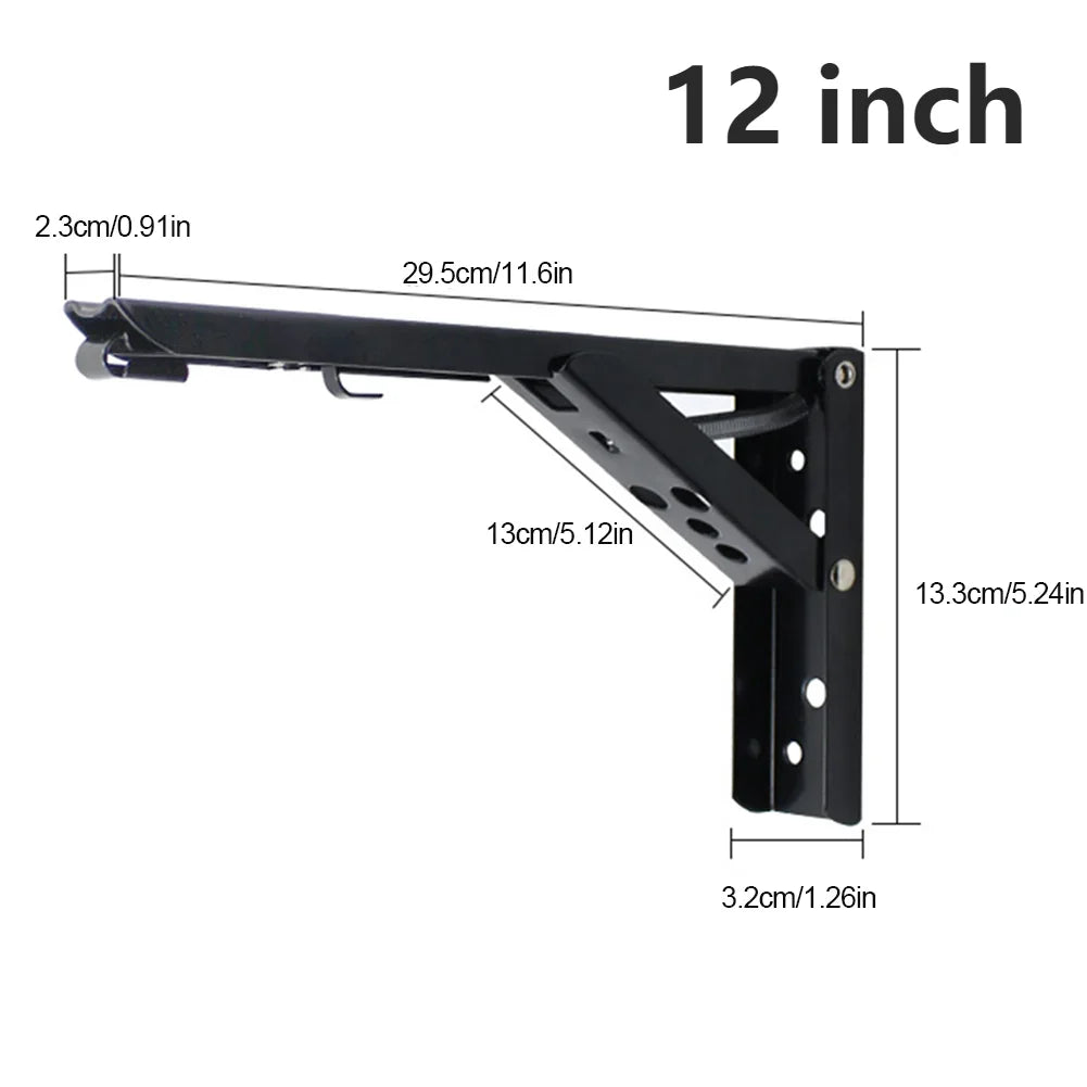 1/2PCS 8-14 Inch Black Triangle Folding Angle Bracket Heavy Support Adjustable Wall Shelves Mounted Table Shelves Home Hardware