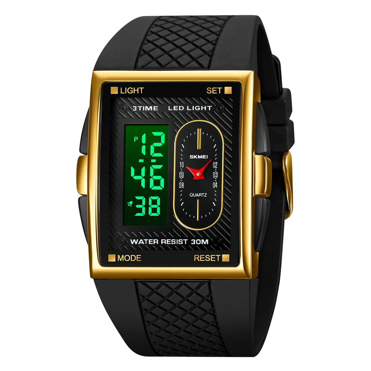 SKMEI Creative 3 Time LED Light Display Digital Stopwatch Sport Watches Men Waterproof Calendar Wristwatch Alarm reloj hombre