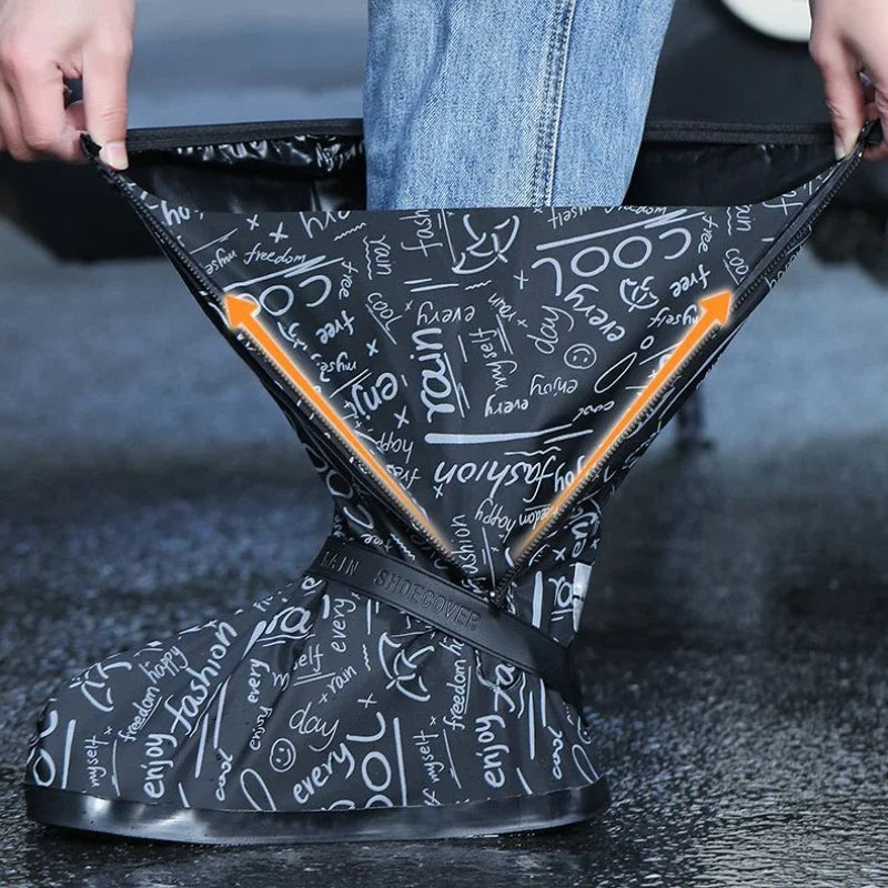 Male Shoes High Light Weight Galoshes Big Size Covers Men's Rain Boots Long Farming Graffiti Mud Original Rubber Wear-resistant