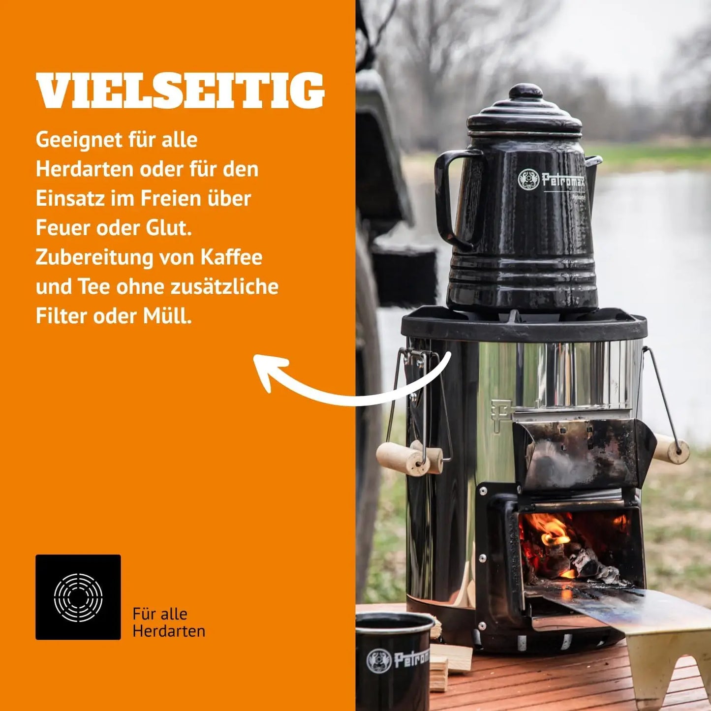 Tea and Coffee Percolator, Use Indoor/Outdoors for Home Kitchen or Campfire, Enameled Steel Coffee and Tea Pot Brews to Your Tas