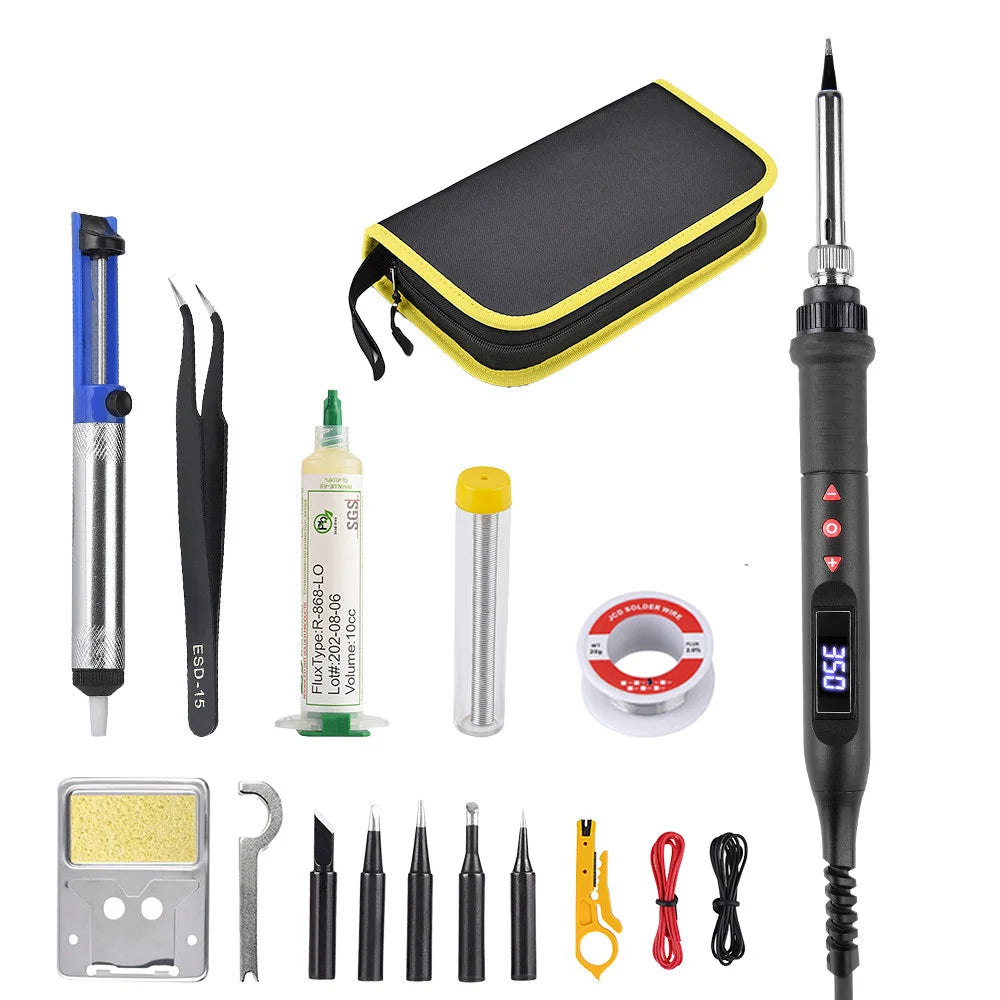 JCD Soldering Iron Kit 80W LCD Digital Display Adjustable Temperature With Switch Portable iron 220V/110V Welding Tools 908U