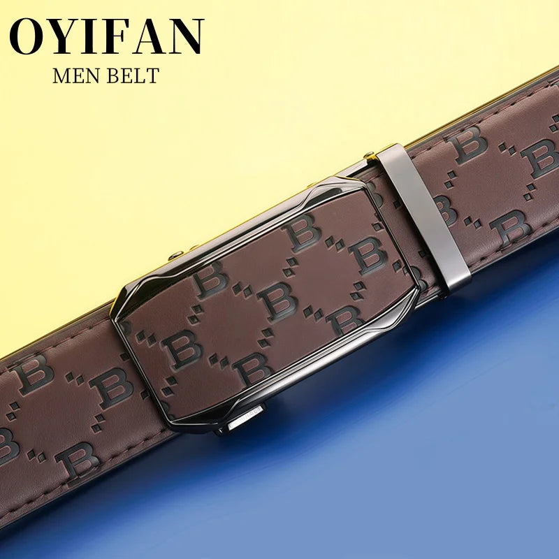 Black Brown Genuine Leather Belt Men, Luxury High Quality Automatic Buckle Belt, Business Casual Fashion Designer Belt for Men