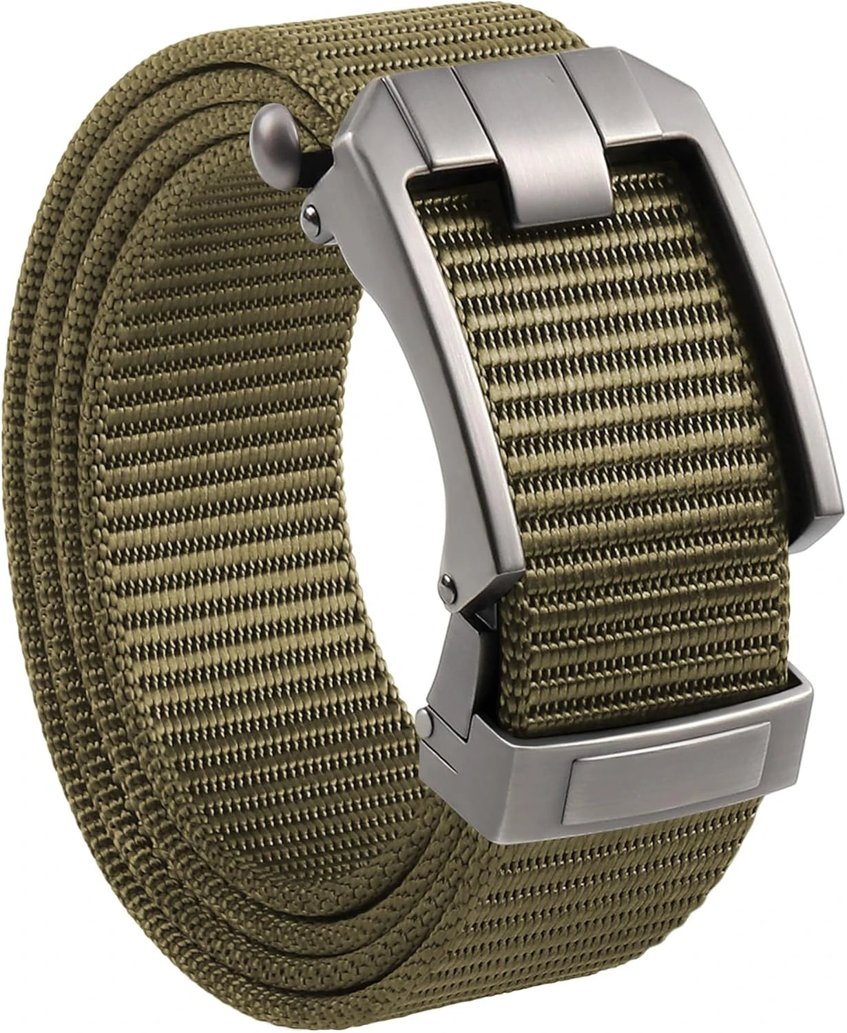 Ratchet Belt for Men, Nylon Web Tactical Belt with Automatic Slide Buckle, Adjustable Trim to Fit