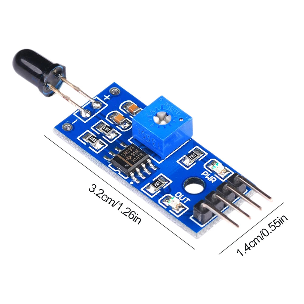 4 Pin Fire Detector Infrared Receiver Module Sensitivity Adjustable Fire Source Detection Module Accessories for Arduino DIY Kit