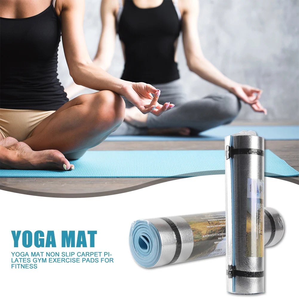EVA Single Yoga Mat 180x50x0.6cm Aluminum Film Moisture Moisture-proof Pilates Fitness Mat Non Slip Yoga Cushion Exercise Pad