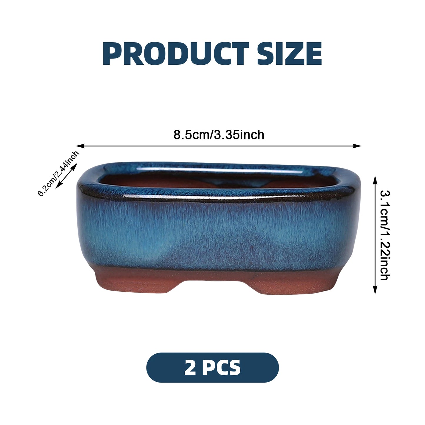 Ceramic Flower Pots with Drain Hole Rectangle Ceramic Garden Planter Pots for Balcony Living Room Bedroom shipping from usa