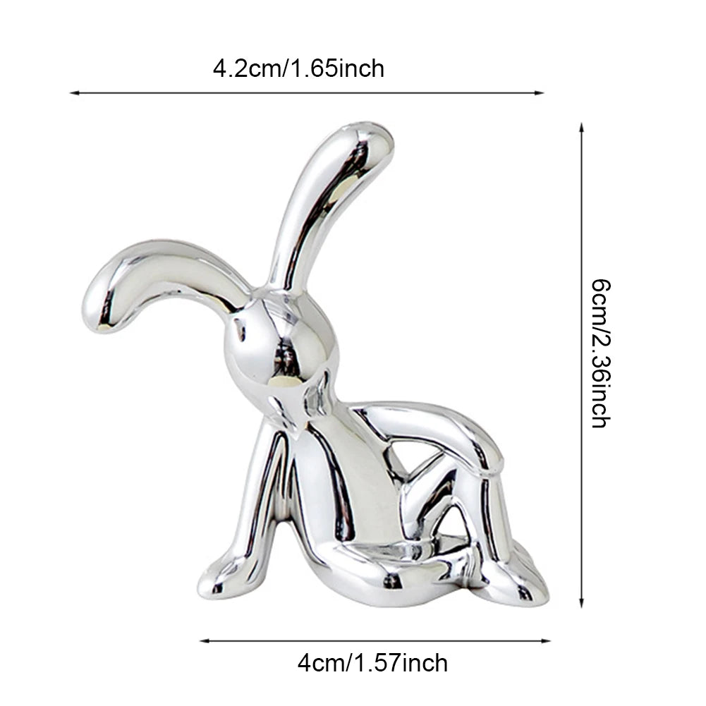Rabbit Animal Decor Modern Style Sitting Rabbit Ornament Silver Nordic Rabbit Statue Living Room Decoration