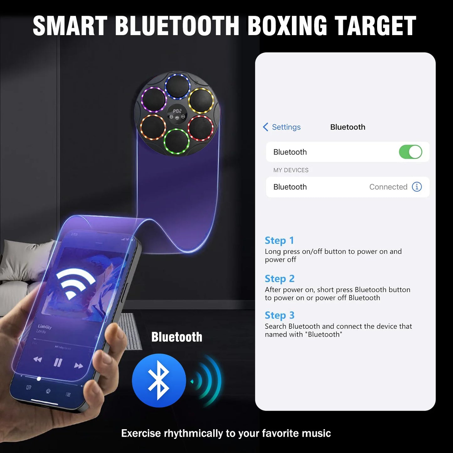 Smart Music Boxing Target Training Machine Wall-Mounted Exercise Response Led Adults Kids With Boxing Gloves Fitness Equipment