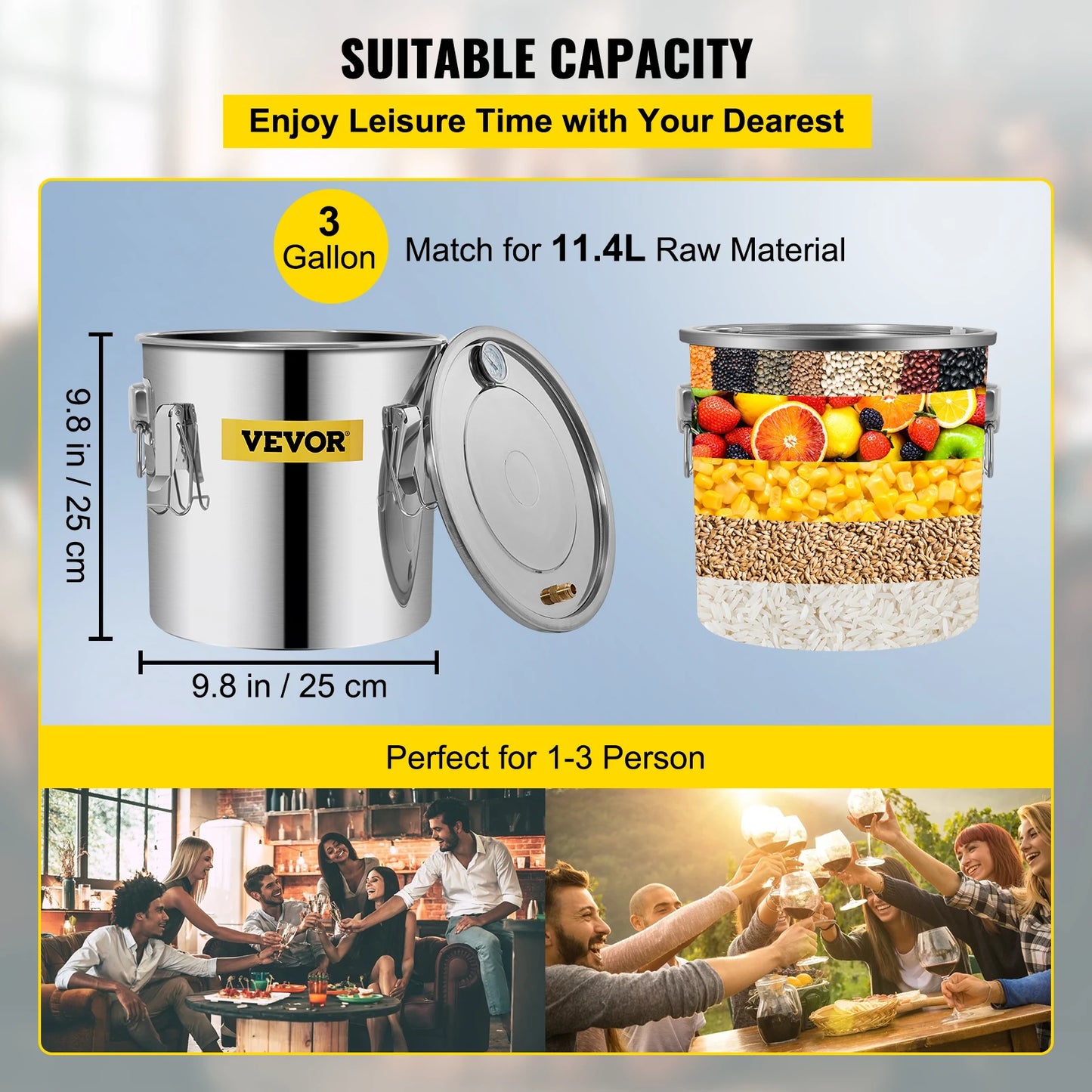 SucceBuy 3 5 8 13 Gal Distiller Alambic Alcohol Still Stainless Copper DIY Home Brew Water Wine Essential Oil Brewing Kit