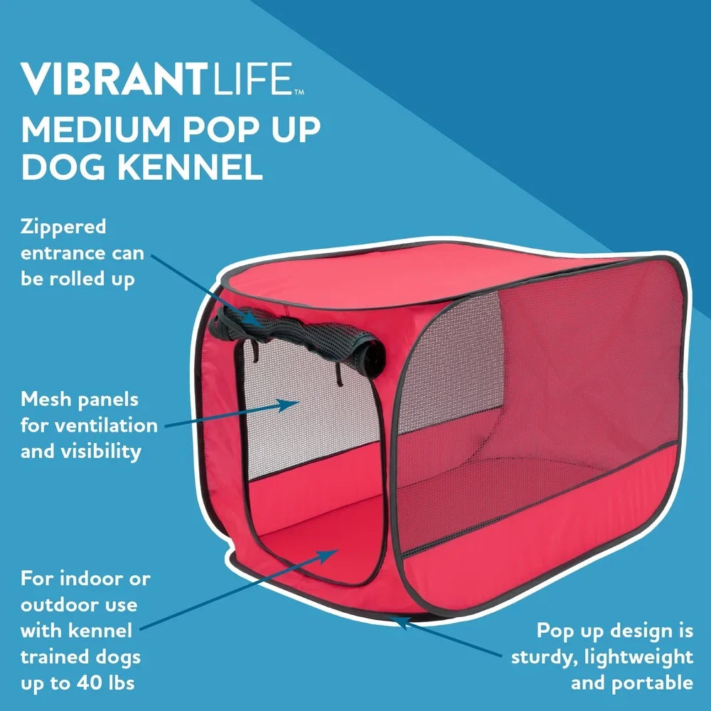 Portable 32 Inch Mesh Dog Kennel Soft Sided Easy Travel Storage Zipper Closure Collapsible Design Pet Crate