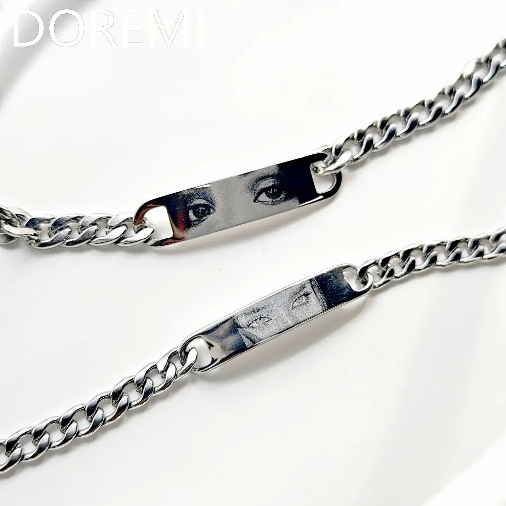DOREMI New Products Custom Picture Engrave Eyes Photo Bracelet Cuban Chain Unisex Eyes Memory Bracelet