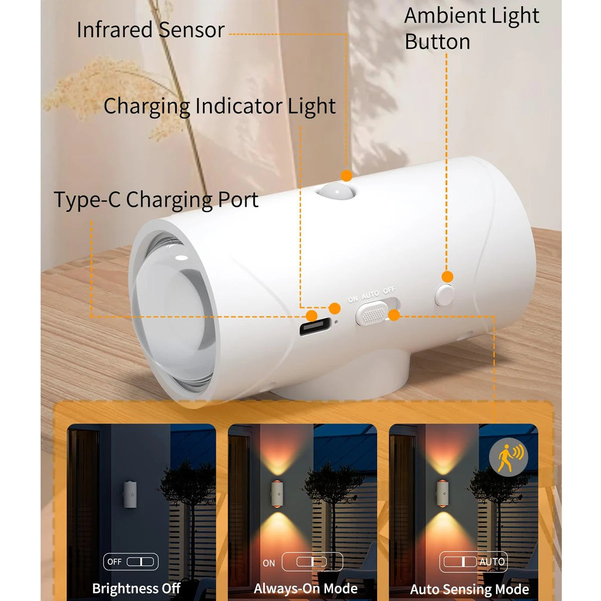 Motion Sensor Wall Lamp Gradient Ambient Night Light Dimmable With Detectors Body Sensing Led Decorative Outdoor Rgb Lamps Human