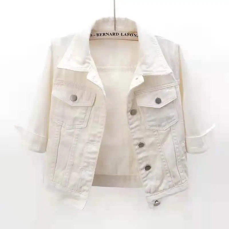 Women Pink Denim Jacket Casual Spring Autumn Loose Outerwear