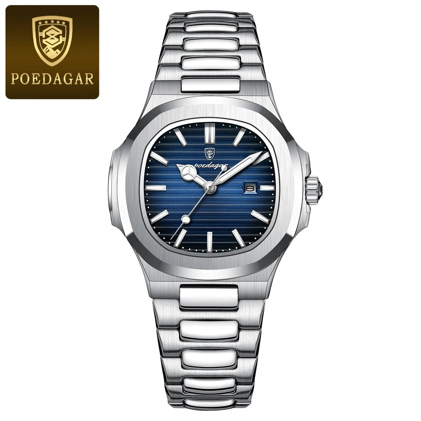 POEDAGAR Elegant Women Wristwatch Waterproof Luminous Calendar Ladies Watch Square Stainless Steel Quartz Women's Watches Female