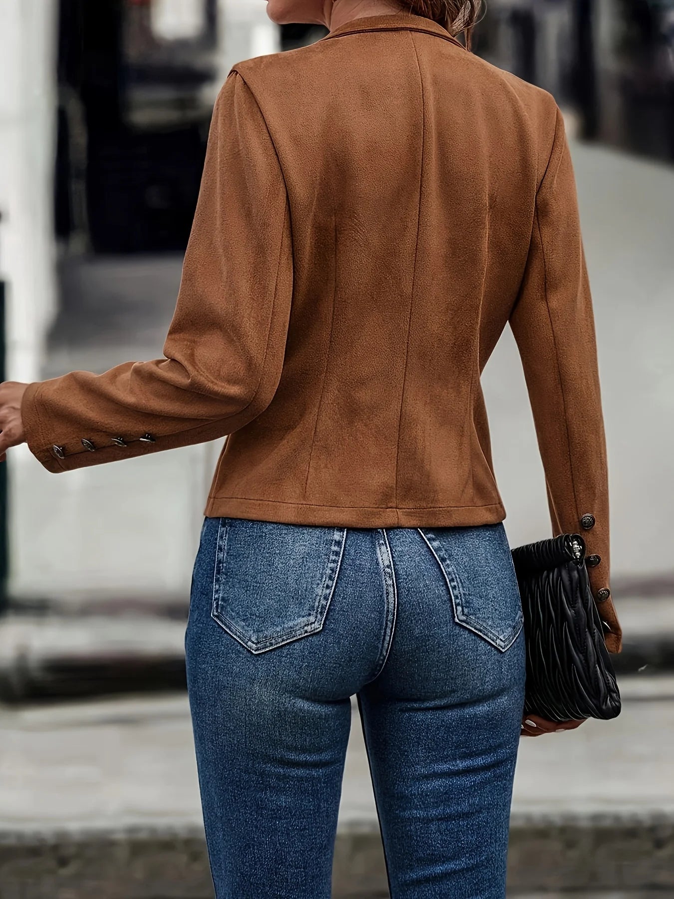 Women's Slim Fit Double Breasted Velvet Jacket for Elegance