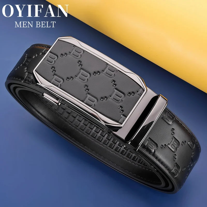 Black Brown Genuine Leather Belt Men, Luxury High Quality Automatic Buckle Belt, Business Casual Fashion Designer Belt for Men