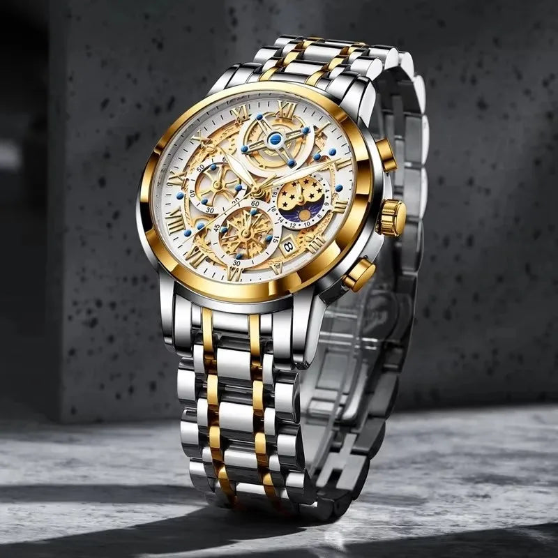 LIGE Luxury Fashion Men Watch Waterproof Luminous Date Man Wristwatch Stainless Steel Chronograph Quartz Men's Watches Reloj