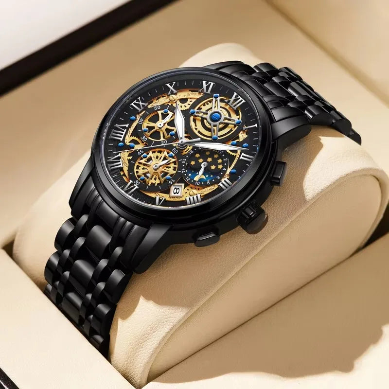 LIGE Luxury Fashion Men Watch Waterproof Luminous Date Man Wristwatch Stainless Steel Chronograph Quartz Men's Watches Reloj