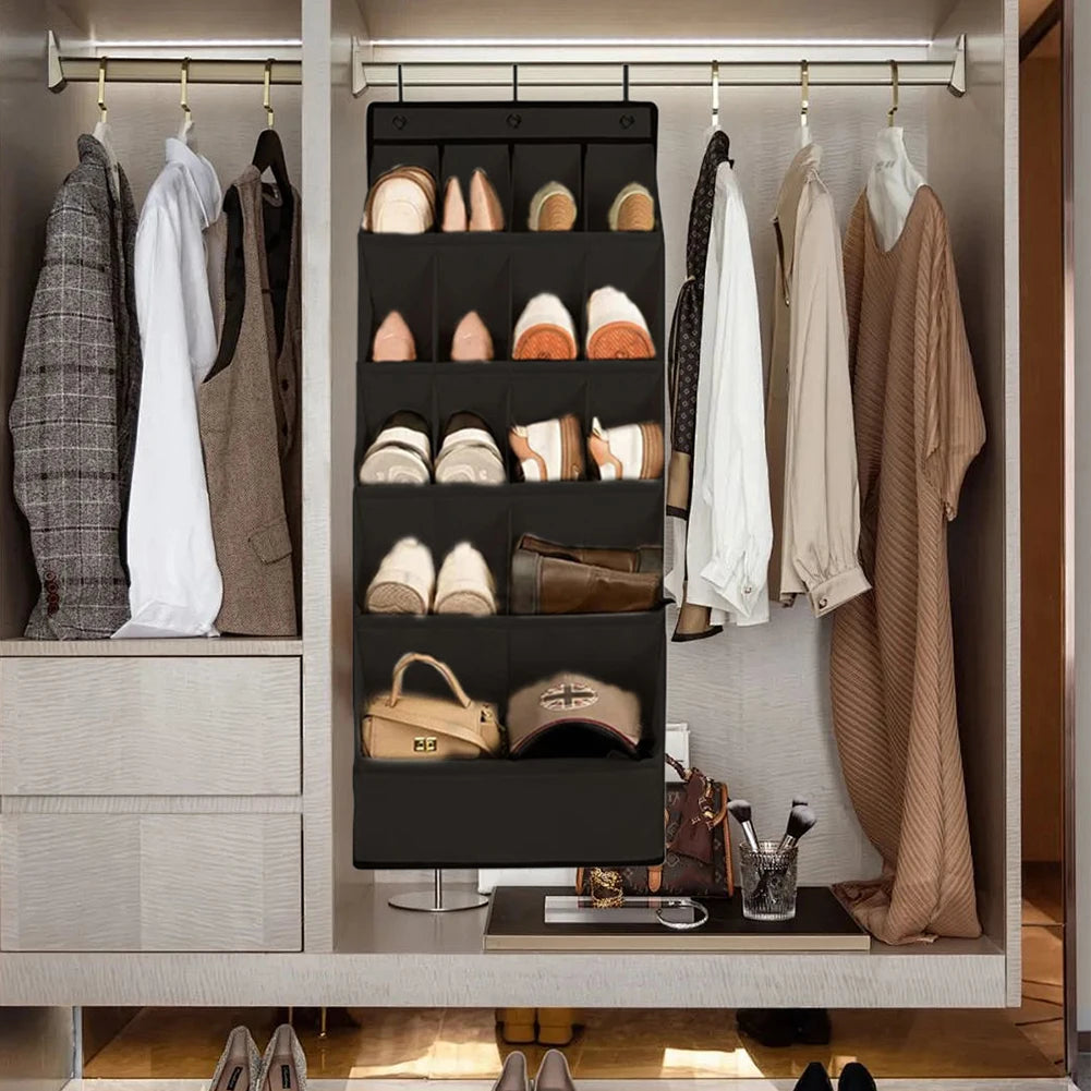 Over-the-Door Shoe Organizer Holds 12 Pairs Hanging Shoe Rack Hanging Shoe Rack for Closet Door Shoe Storage Rack with Pockets