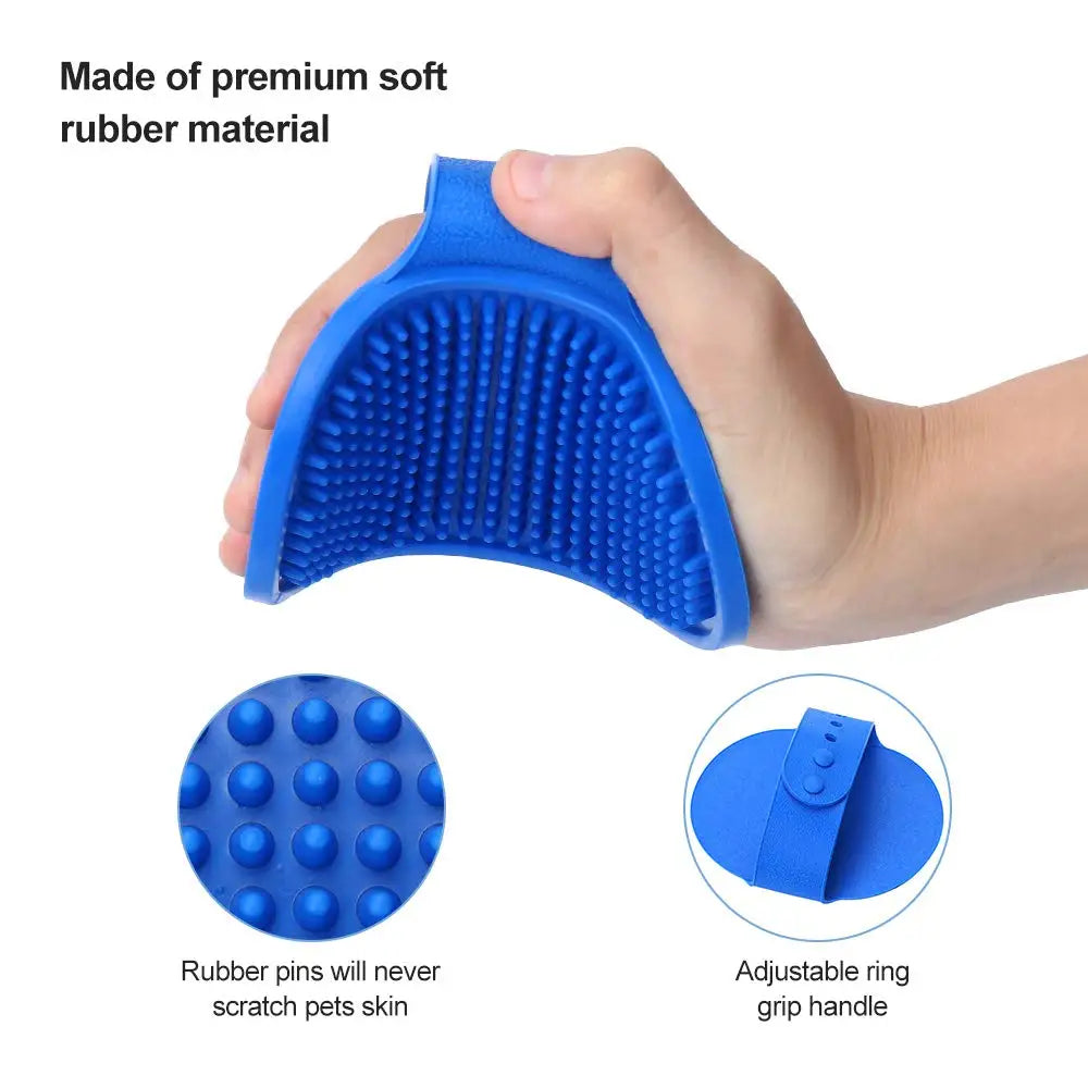 Dog Brush | Pet Shedding Shampoo Brush for Long & Short Hair | Grooming Rubber Comb for Cat & Dog | Adjustable Handle (2 Pcs)