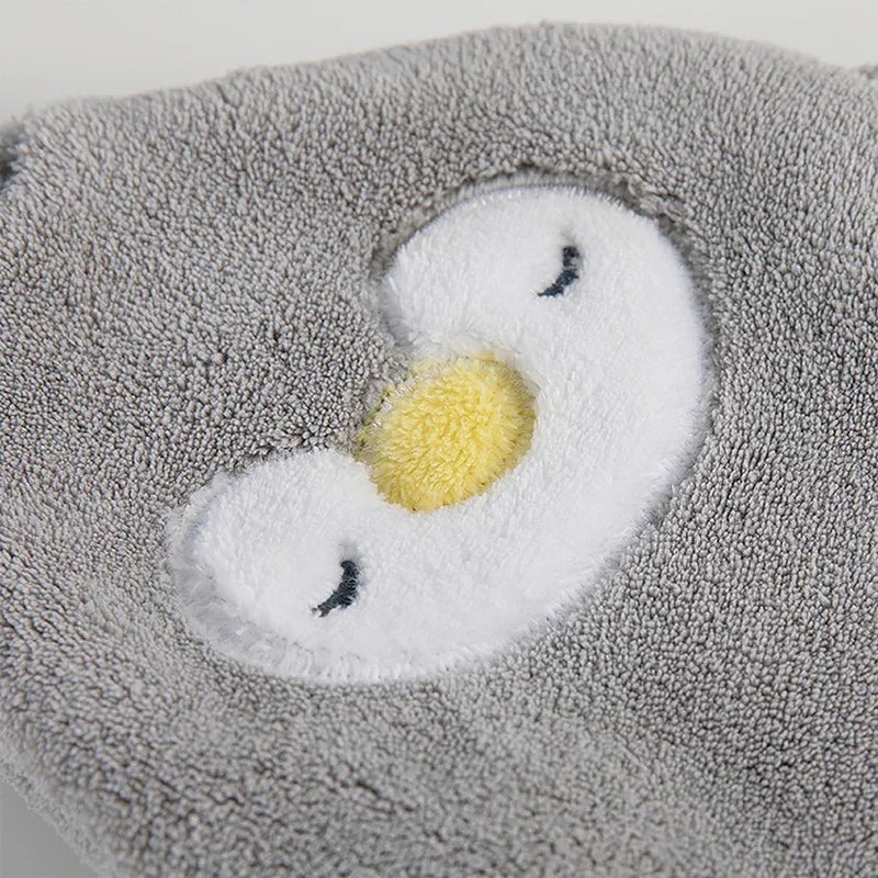 Sqinans 1PC Cartoon Hanging Hand Towel Soft Coral Kitchen Towel Cute Penguin Kids Bathing Towel Quick Dry Towels
