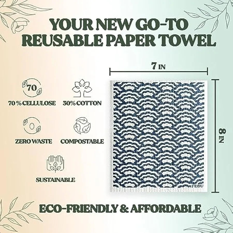 Swedish Dishcloths for Kitchen 5 Pack Watercolor Reusable Paper Towels Washable Swedish Dish Towels NonScratch Cellulose Sponge