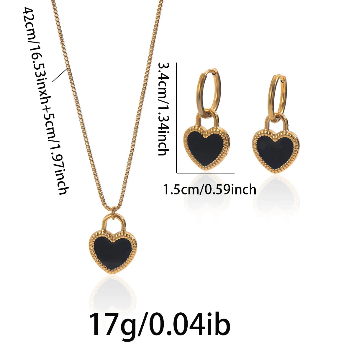 Lxalry 18K Gold Plated Heart Mirror Jewelry Set for Women