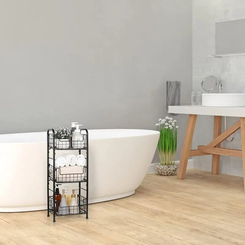 Three layer household goods floor mounted anti rust and waterproof shower storage rack