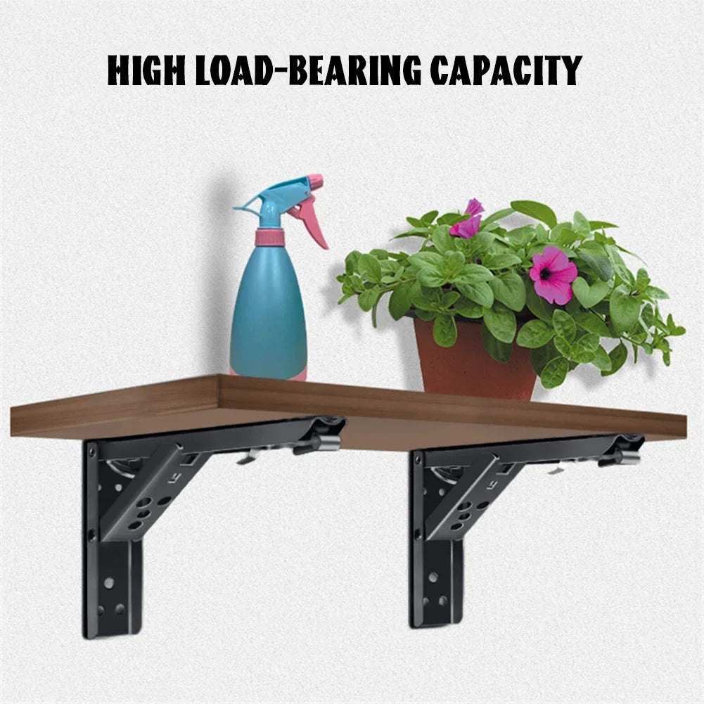 1/2PCS 8-14 Inch Black Triangle Folding Angle Bracket Heavy Support Adjustable Wall Shelves Mounted Table Shelves Home Hardware