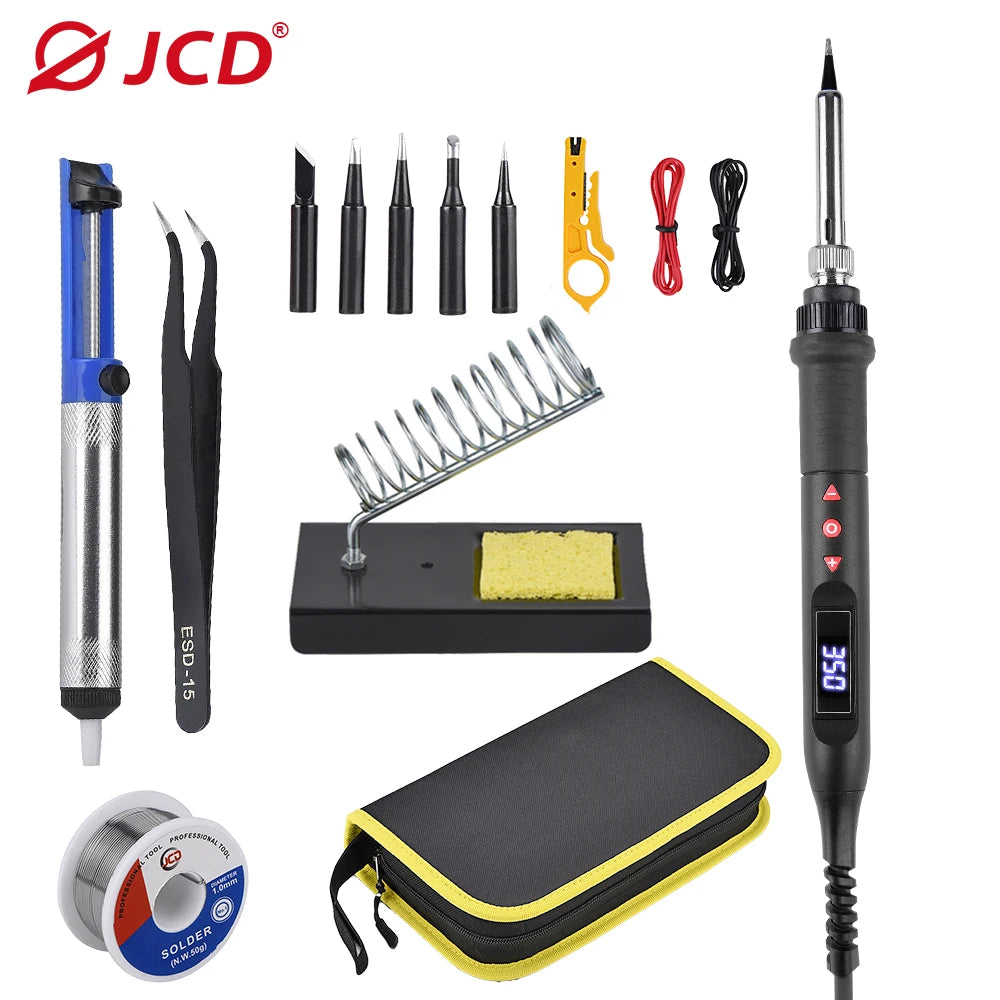 JCD Soldering Iron Kit 80W LCD Digital Display Adjustable Temperature With Switch Portable iron 220V/110V Welding Tools 908U