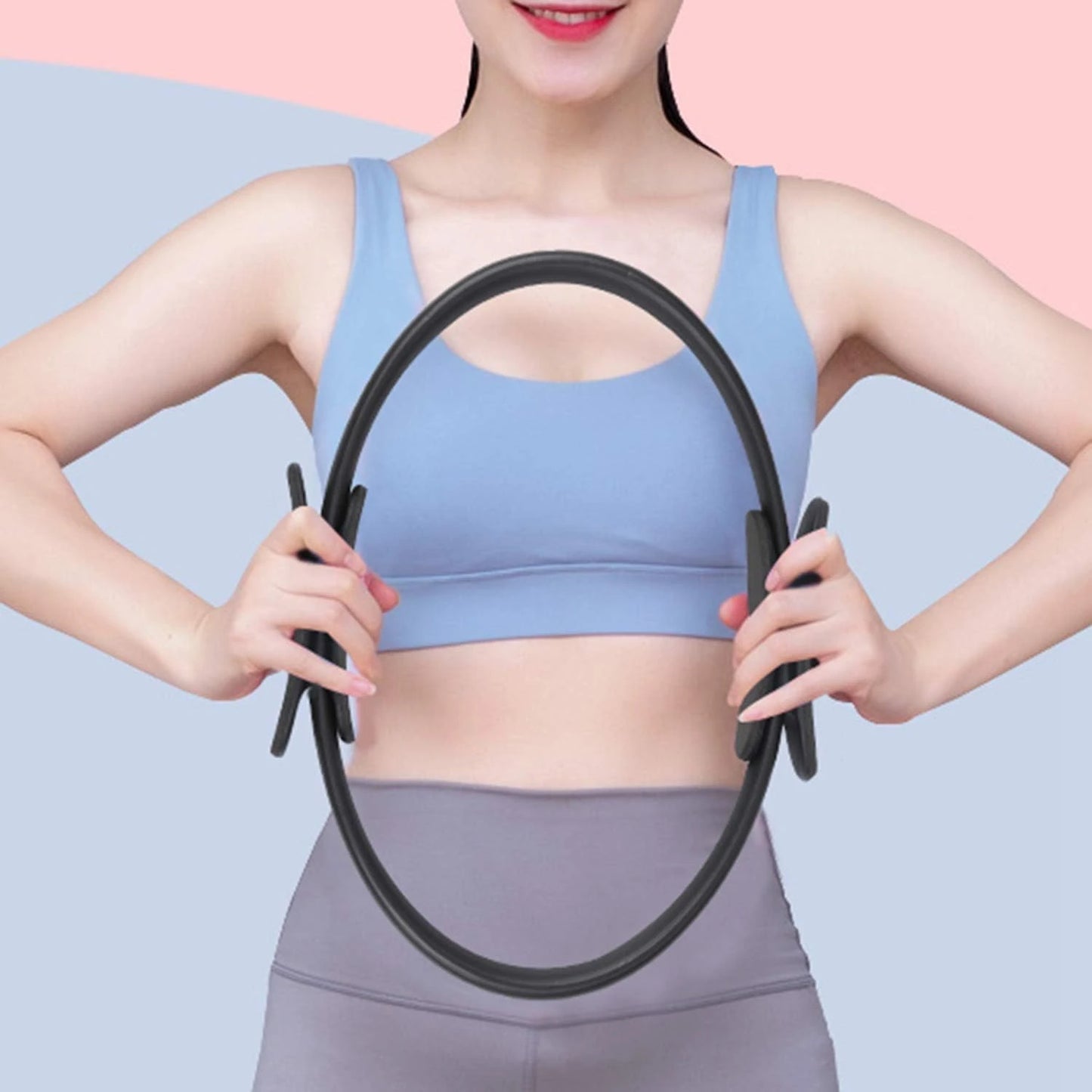 Passionate Yoga and Fitness Enthusiasts Dedicated Black Exercise Ring for Enhancing Strength and Flexibility - Achieve Peak Perf