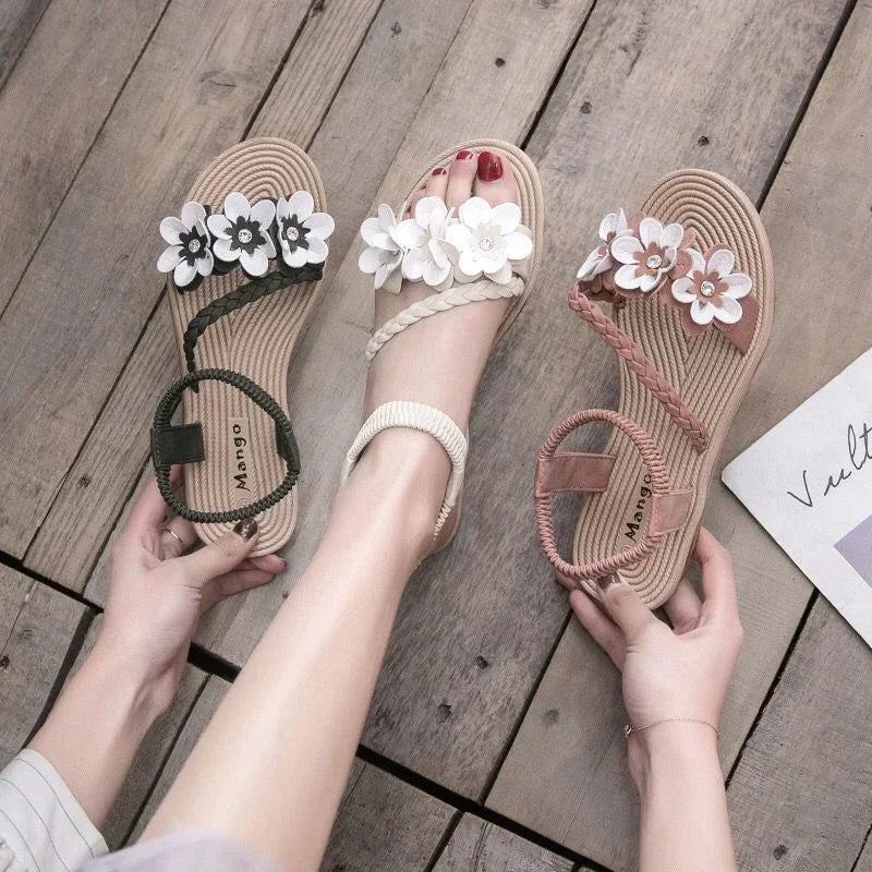 Chic Open Toe Flower Sandals for Women Comfortable Summer 2025