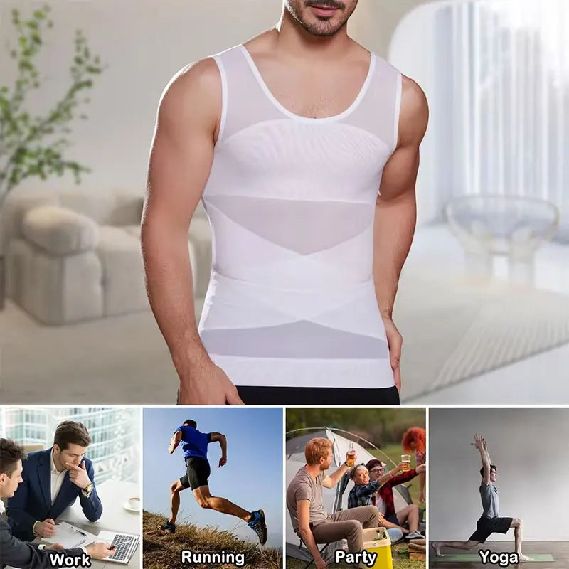 Tank Top Gynomastica Sleeveless Shapewear Vest Mesh Cross Suit 3XL Compression Shirt for Men Slimming Undershirt Body Shaper