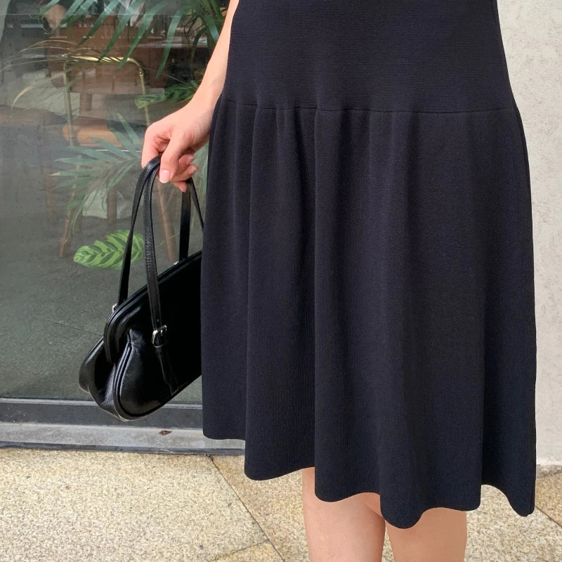 Sleeveless Knit Dress for Women Summer – Elegant A-Line Midi Dress with Keyhole Neckline Old Money Style 2025 Summer