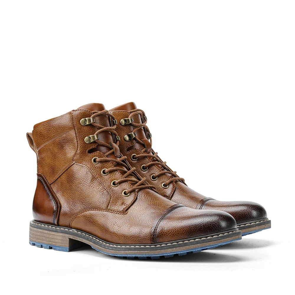 Spring Leather Boots with Zipper Classical Men Boots 2025 Fashion Comfortable Ankle Boots