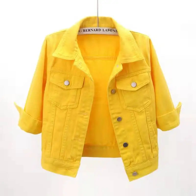 Women Pink Denim Jacket Casual Spring Autumn Loose Outerwear