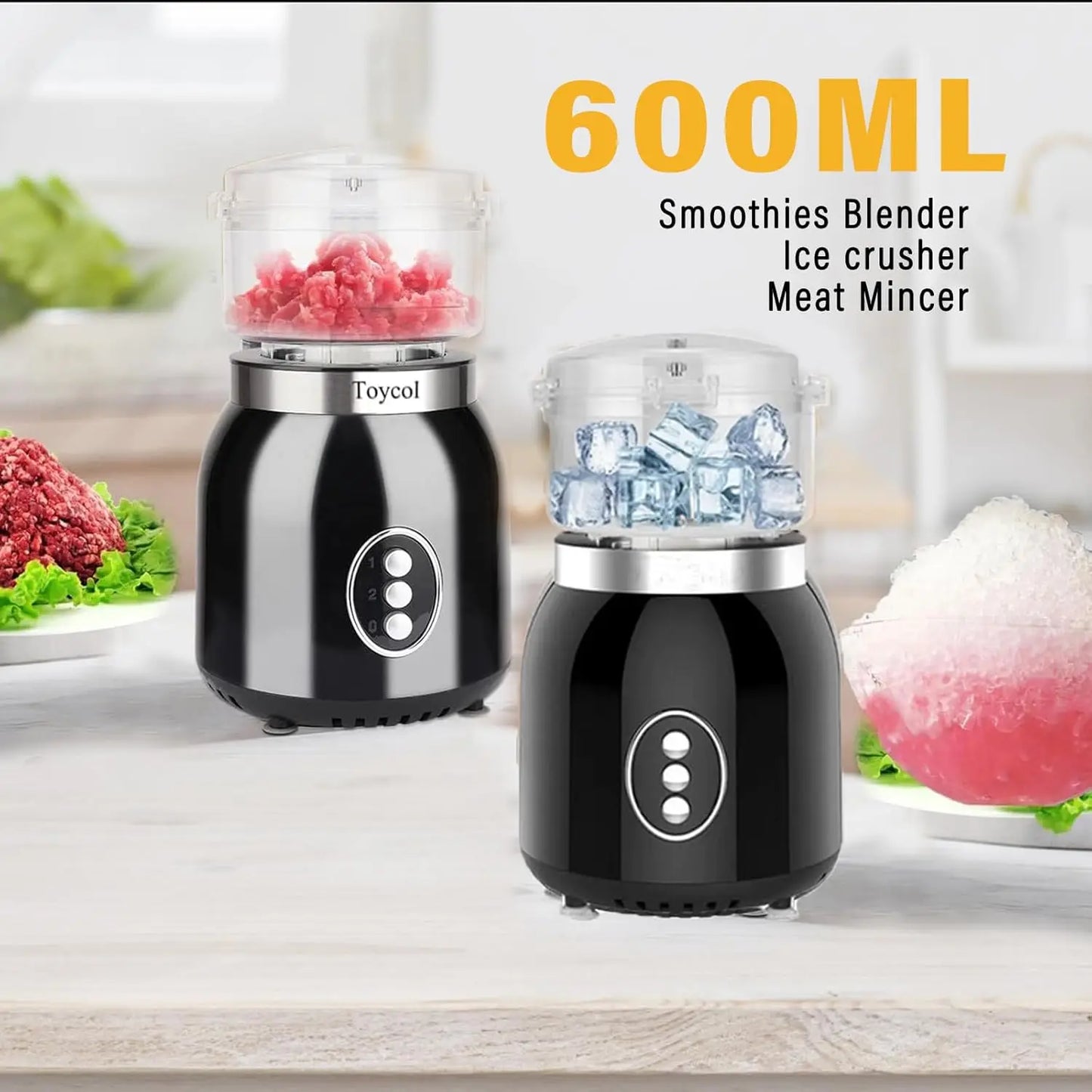 4 in 1 Blender and Food Processor Combo for Kitchen,Blender for Shakes and Smoothies,Meat Chopped,Dry Grinding,600W 3 Cups(1.8L+